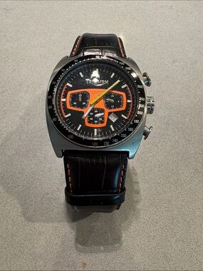 Triumph Motorcycle Black Chronograph Watch with Orange Accents
